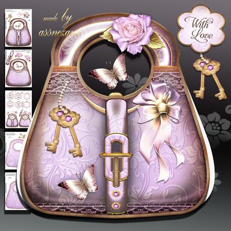 Vintage Lavender Handbag Card Kit