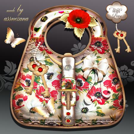Vintage Poppies Flower Handbag Card Kit