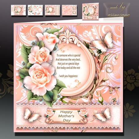 Peach Roses Card Kit