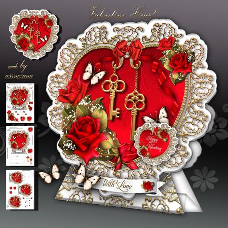 Valentine Heart with Roses Card Kit