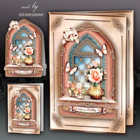 Cream Vintage Window Card Kit
