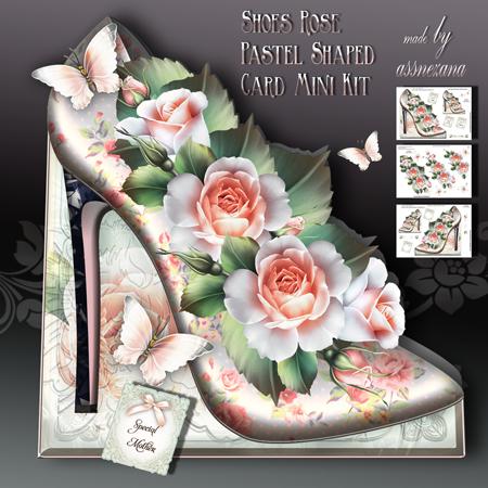 Shoes Rose Pastel Shaped Card Mini Kit