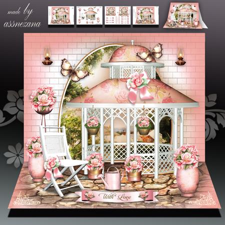Beautiful Garden with Pink Arbor Card