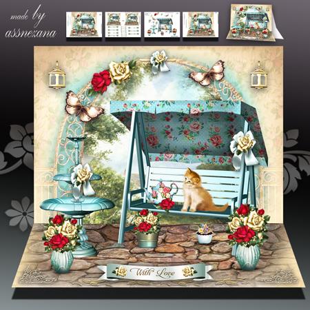 Beautiful Garden with Turquoise Swing Card