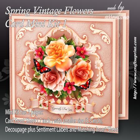 Spring Vintage Flowers Card Mini Kit1