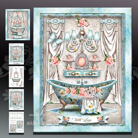 Beautiful Blue Bathroom Interior Card Mini Kit