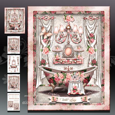 Beautiful Pink Bathroom Interior Card Mini Kit