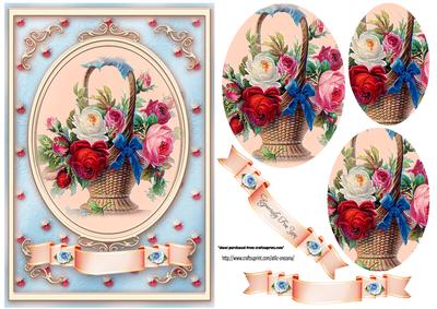 Pretty Bouquet of Roses Pyramids Card