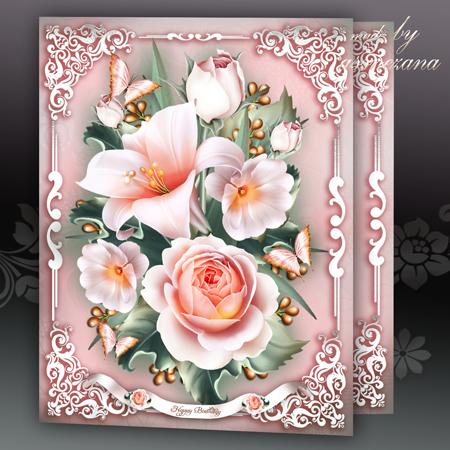 Soft Vintage Flowers Card Mini Kit