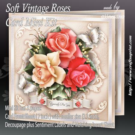Soft Vintage Roses Card Mini Kit