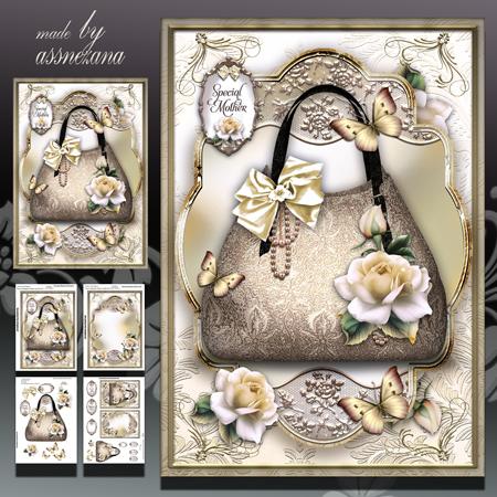 Cream Handbag for Mother Card Mini Kit