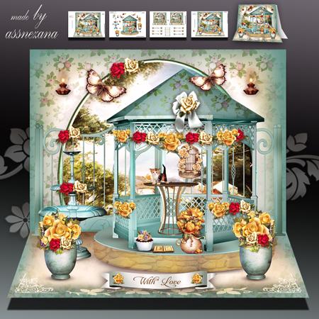 Garden with Turquoise Gazebo Card