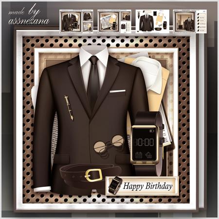Male Suit with Tie Card Mini Kit