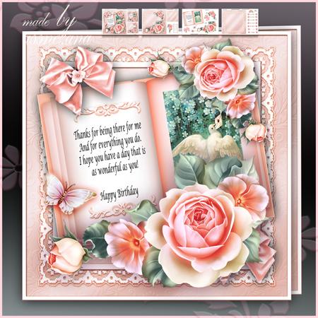 Pink Roses with Book Card Mini Kit