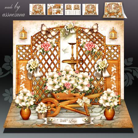 Wooden Garden with White Lilies Card Mini Kit