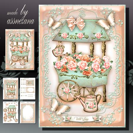 Vintage Flowers Cart Mini Kit