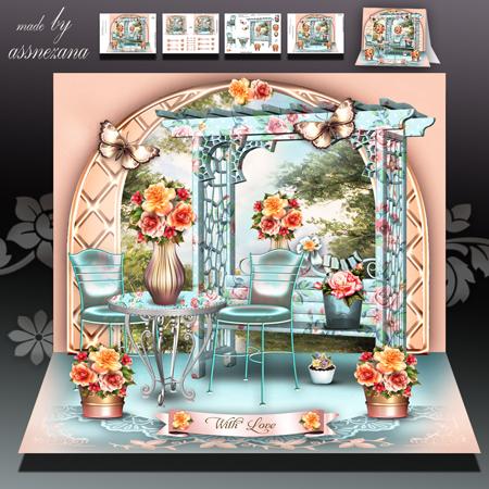 Turquoise Garden Pergola Card Mini Kit