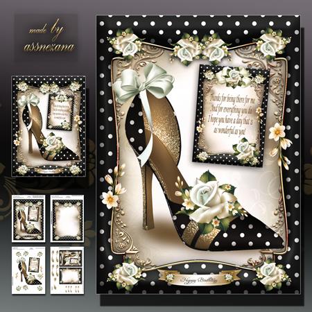 Polka Dot Shoes with Roses Card