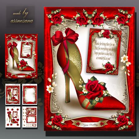 Red Shoes with Roses Card