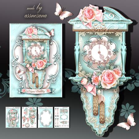 Wall Turquoise Hanging Clock or Card