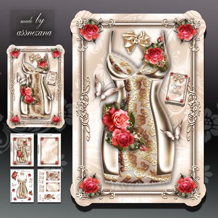 Silk Cream Body Lace with Roses Card Mini Kit