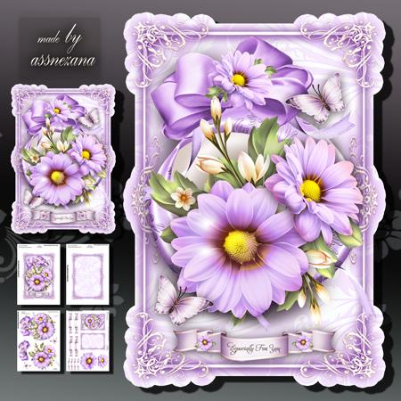 Violet Vintage Flowers Mini Kit