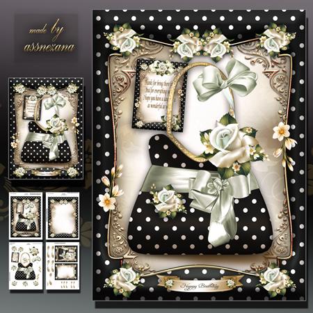 Polka Dot Handbag with Roses Card
