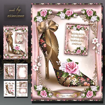 Shoes with Pink Roses Card Mini Kit