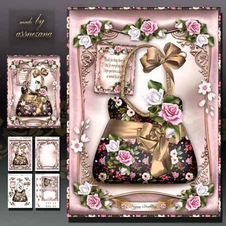 Handbag with Pink Roses Card Mini Kit
