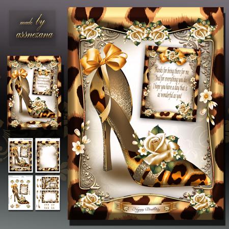 Wild Print Shoes with Roses Card Mini Kit