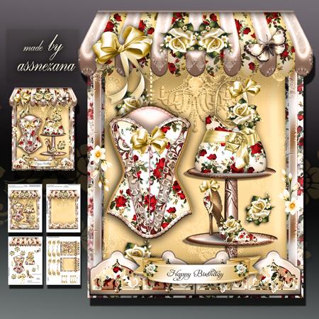 Boutique Shaped Card Yellow Roses Mini Kit