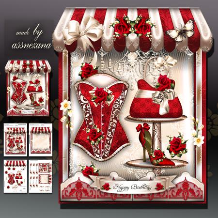 Boutique Shaped Card Red Roses Mini Kit