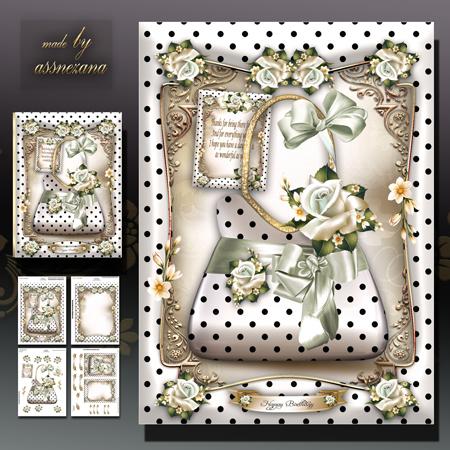 White Polka Dot Handbag with Roses Card