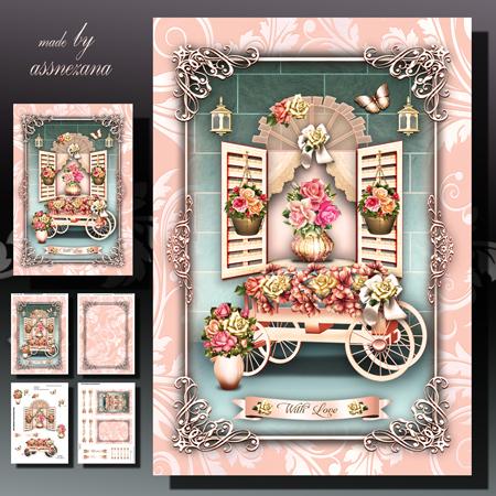 Garden Window with Flowers Cart Mini Kit