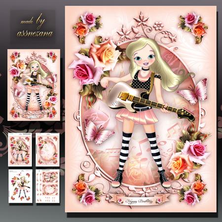 Girl with Guitar Card Mini Kit