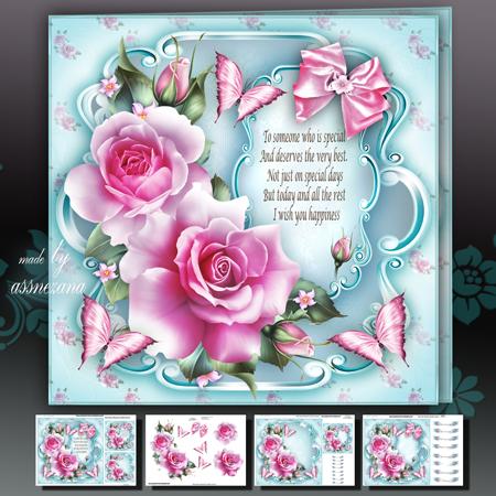 Pink Roses Card Mini Kit