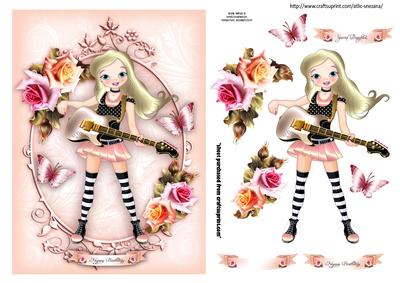 Girl with Guitar Topper