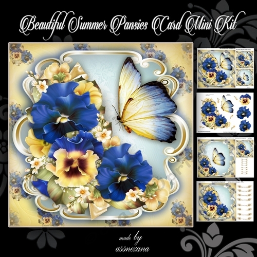 Beautiful Summer Pansies Card Mini Kit