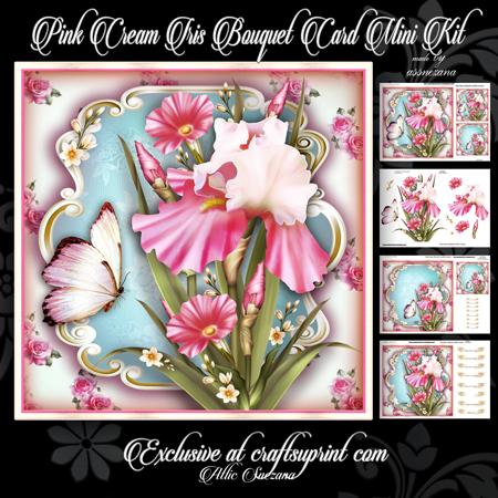 Pink Cream Iris Bouquet Card Mini Kit