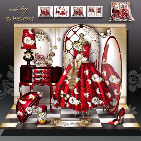Red Cream Dressing Room Card Mini Kit