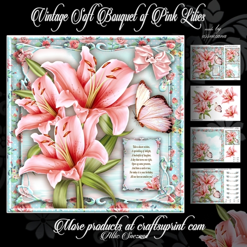 Vintage Soft Bouquet of Pink Lilies