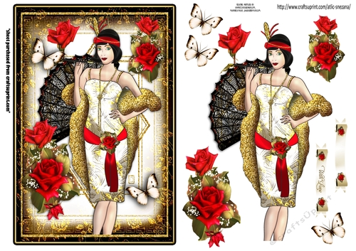 Glitter Flapper with Red Roses Topper
