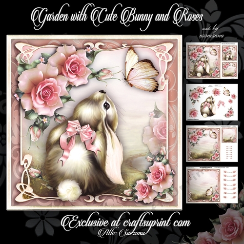 Garden with Cute Bunny and Roses Mini Kit