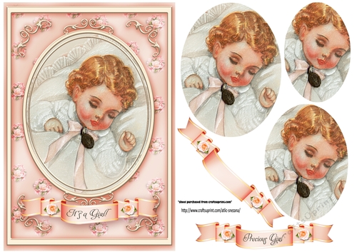 Its a Girl Pyramids Card