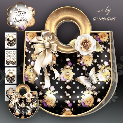 Polka Flower Handbag Card Mini Kit