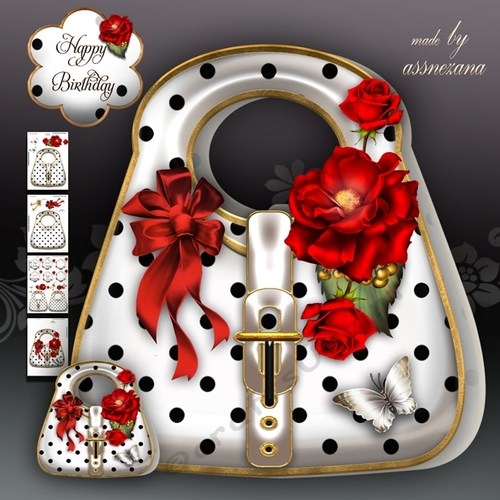 White Polka Dot Handbag Card Mini Kit