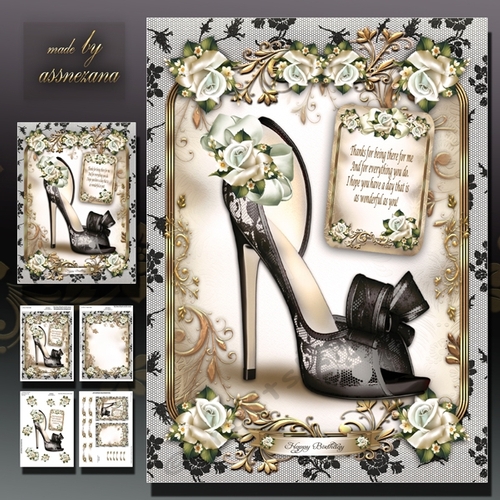 Lace Black Shoes Card Mini Kit