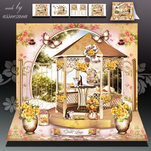 Garden with Yellow Gazebo Card Mini Kit