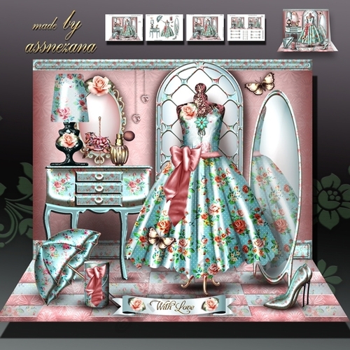 Pink Turquoise Dressing Room Card Mini Kit
