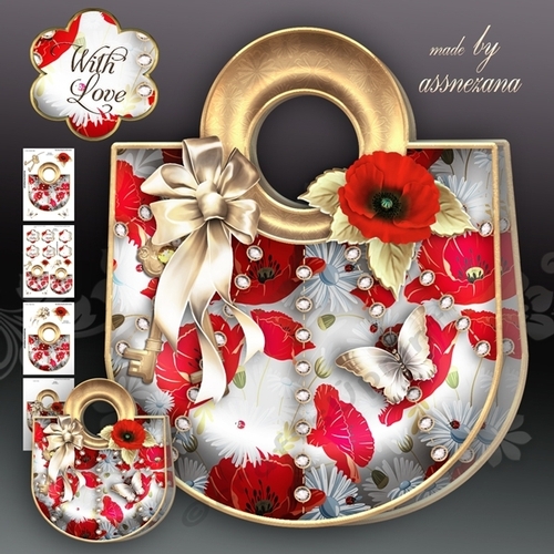 Poppy Flower Handbag Card Mini Kit